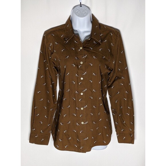 Vintage Orvis Horse Button Up Women's Sz 14 XL Brown Equestrian Western Cowgirl - Picture 2 of 13